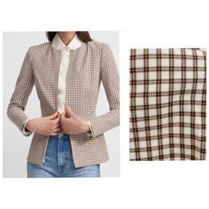 NWT Theory Sculpture Blazer Grid Check Stretch Cotton 6